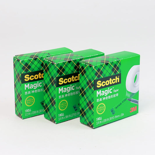 Pack-n-Tape  3M 681 Scotch Transparent Film Tape Clear, 3/8 in x 72 yd, 96  per case Bulk - Pack-n-Tape